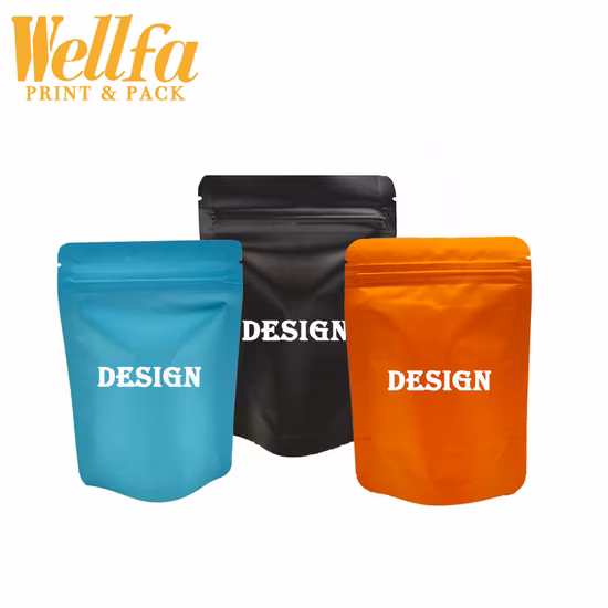 Busta di plastica stampata personalizzata con chiusura a caldo Mini chiusura lampo riutilizzabile Stand up Pouch Borse in Mylar richiudibili a prova di odore da 3,5 g