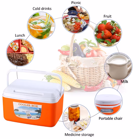 Incubatrice da esterno da 8 litri, per bevande portatili, scatola per la conservazione degli alimenti, per auto, per la pesca nel ghiaccio freddo, mini frigorifero, rettangolare, per il ghiaccio, per barbecue domestico, picnic